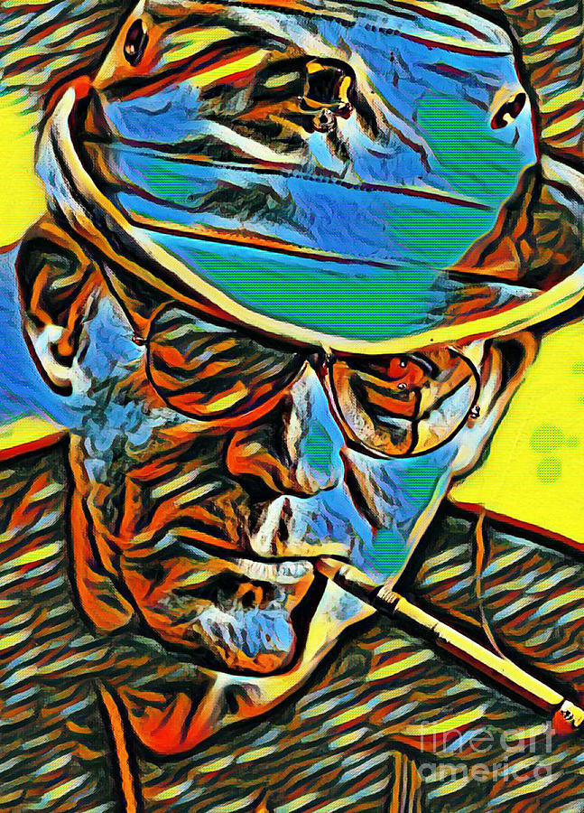 Hunter S Thompson Digital Art Painting by Pd