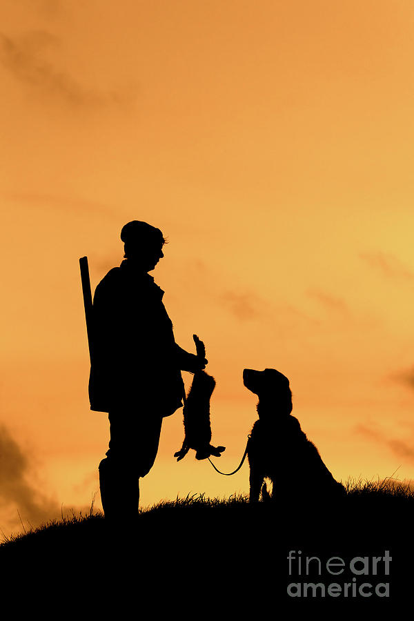 Hunter with Dog at Sunset Photograph by Arterra Picture Library
