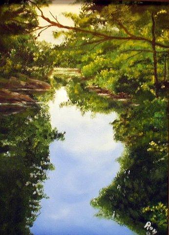 Landscape Painting - Hunterdon Stream by Ron Wieder Landscape Painting - Hunterdon Stream by Ron Wieder