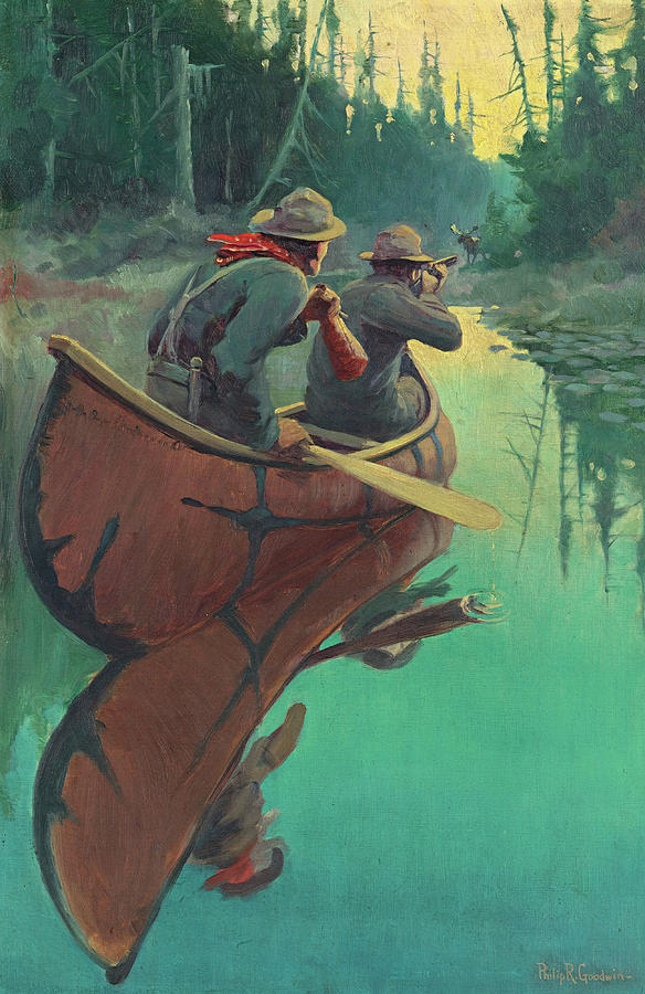 Hunters in a Canoe Painting by Philip R Goodwin