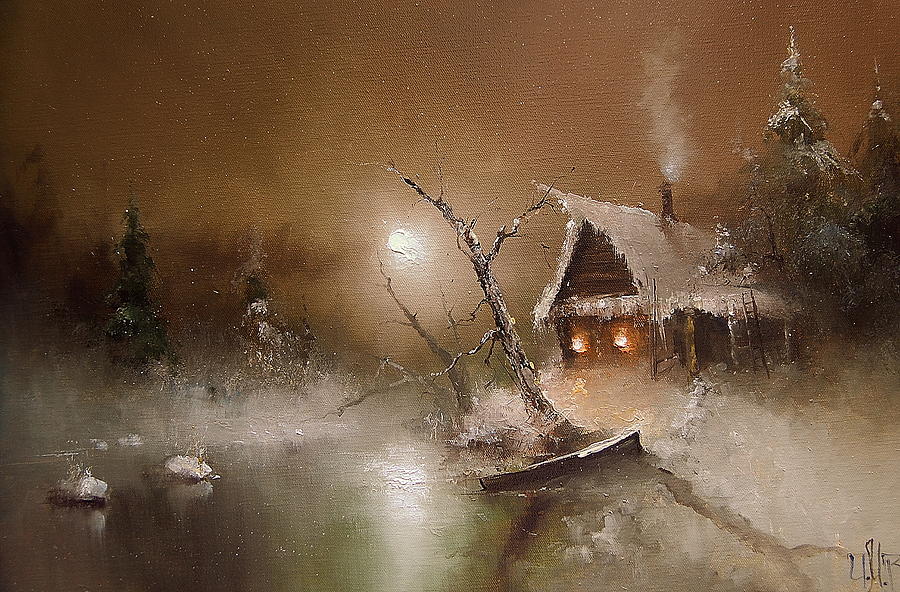 Hunters Lodge Painting by Igor Medvedev