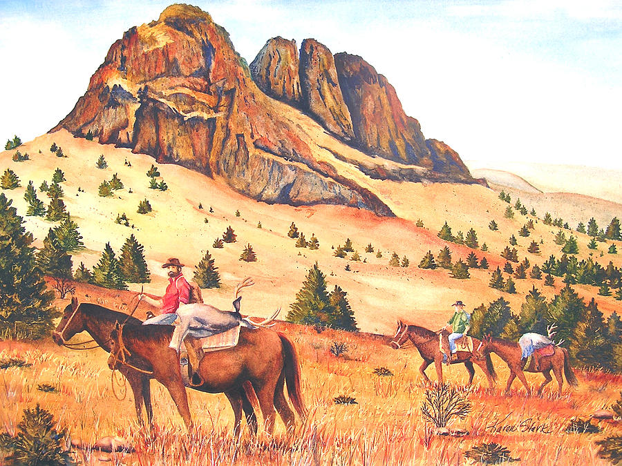 Hunting at Jennys Peak Painting by Karen Stark
