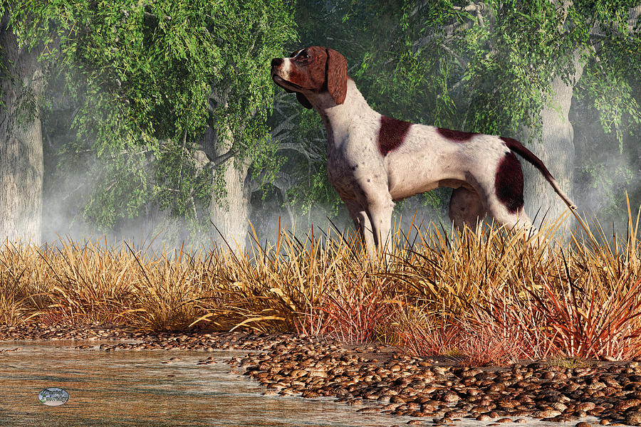 Hunting Dog By A River Digital Art by Daniel Eskridge