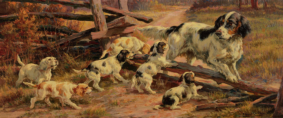 Dog Painting - Hunting Dog with Pups by Edmund Henry Osthaus