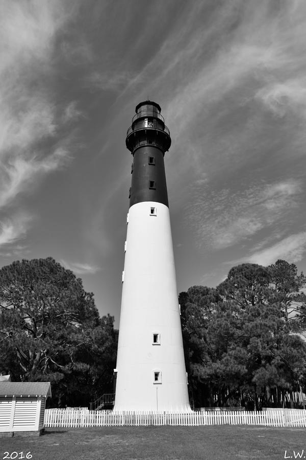 Hunting Island Lighthouse Beaufort SC Black And White Photograph by Lisa Wooten