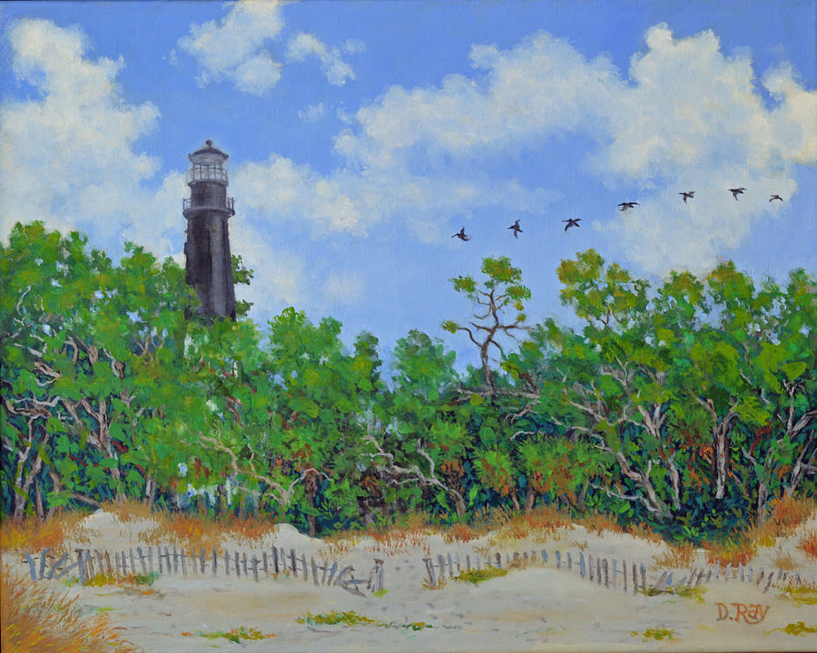 Hunting Island Lighthouse Painting by Dwain Ray