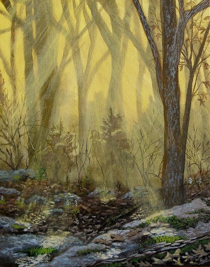 Nature Painting - Hunting Morels No. 1 by Susan Schneider