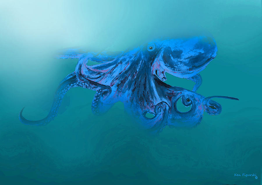 Hunting Octopus Painting by Ken Figurski