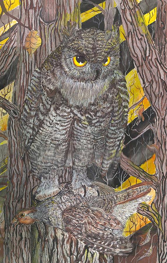 Hunting Owl Painting by Darren Cannell
