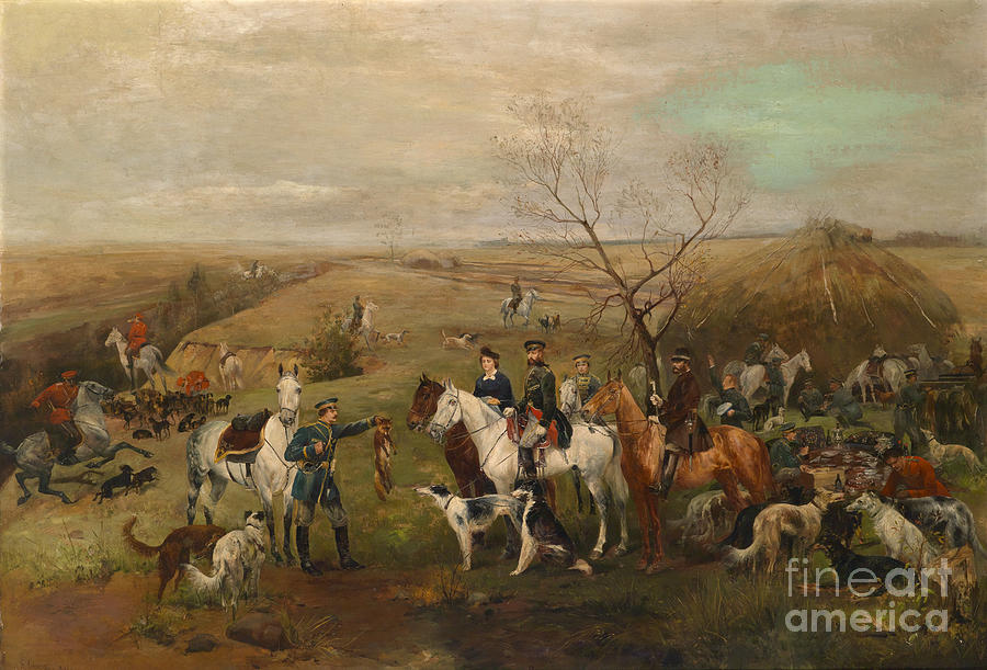 Hunting party with Tsar Alexander III. and Zarina Maria Fedorovna Painting by MotionAge Designs