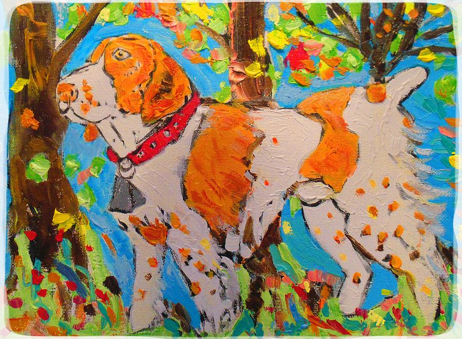 Brittany Spaniel Painting - Hunting by Samuel Zylstra