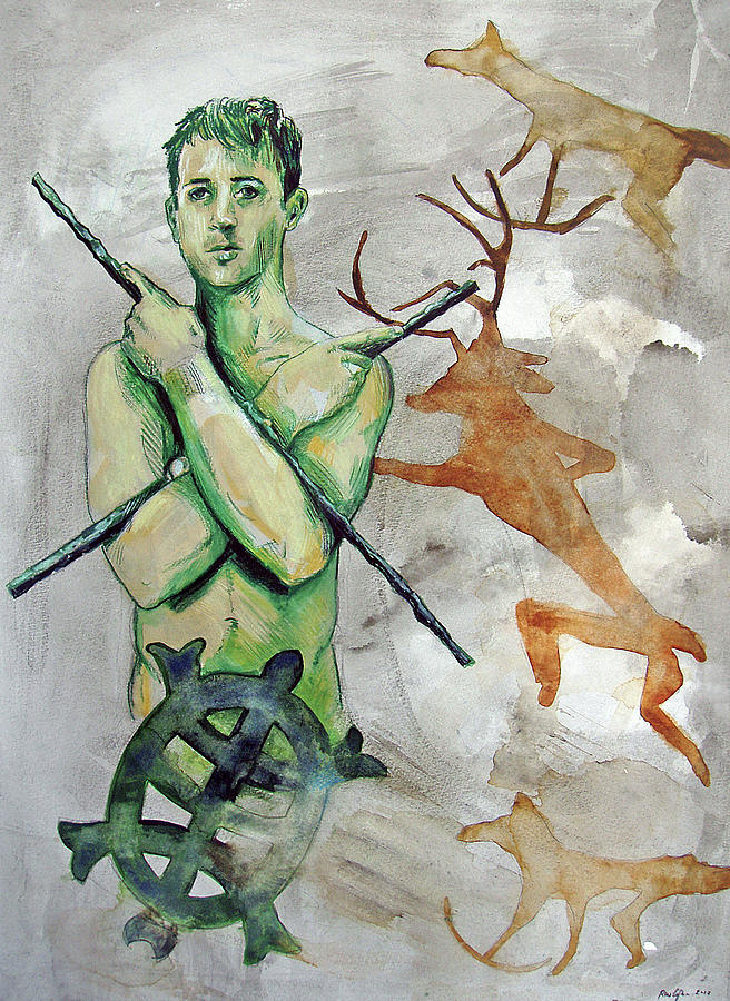 Youth Hunting Turtles Painting by Rene Capone
