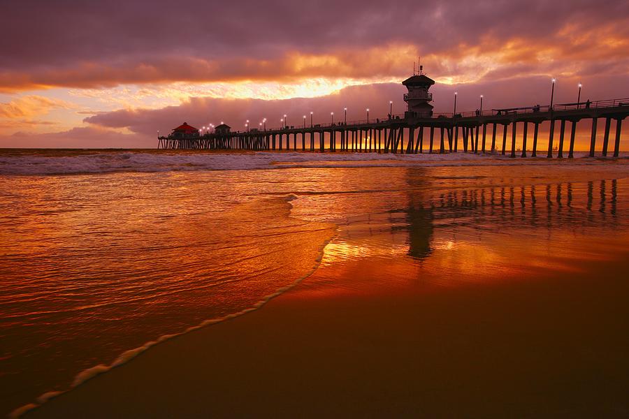 Huntington Beach At Sunset Photograph by Don Hammond