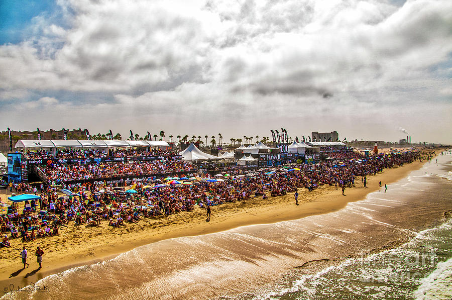 Huntington Beach Crowds And Waves Photograph