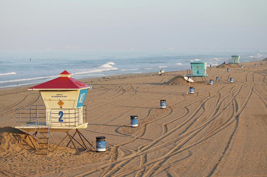 Huntington Beach Lifeguard Towers Photograph by Art Block Collections
