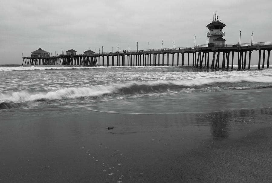 Huntington Beach Morning with Wave Blur Photograph by John Daly