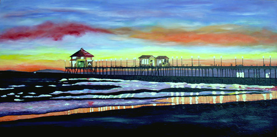 Huntington Beach Pier At Sunset Painting