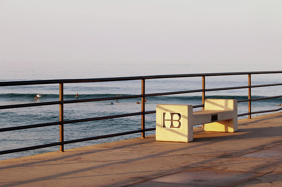 Huntington Beach Pier Bench Photograph by Art Block Collections