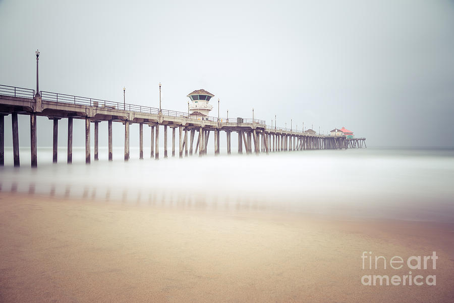 Huntington Beach Pier Foggy Morning Photograph