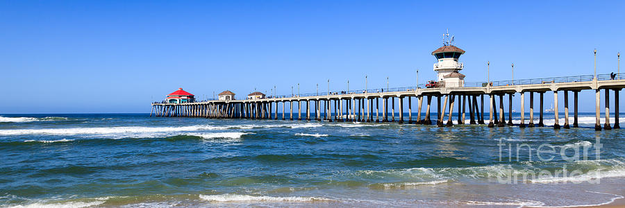 Huntington Beach Pier Panoramic Photo Photograph by Paul Velgos
