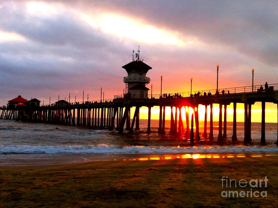Huntington Beach Pier Sunset Photograph by Kelly George
