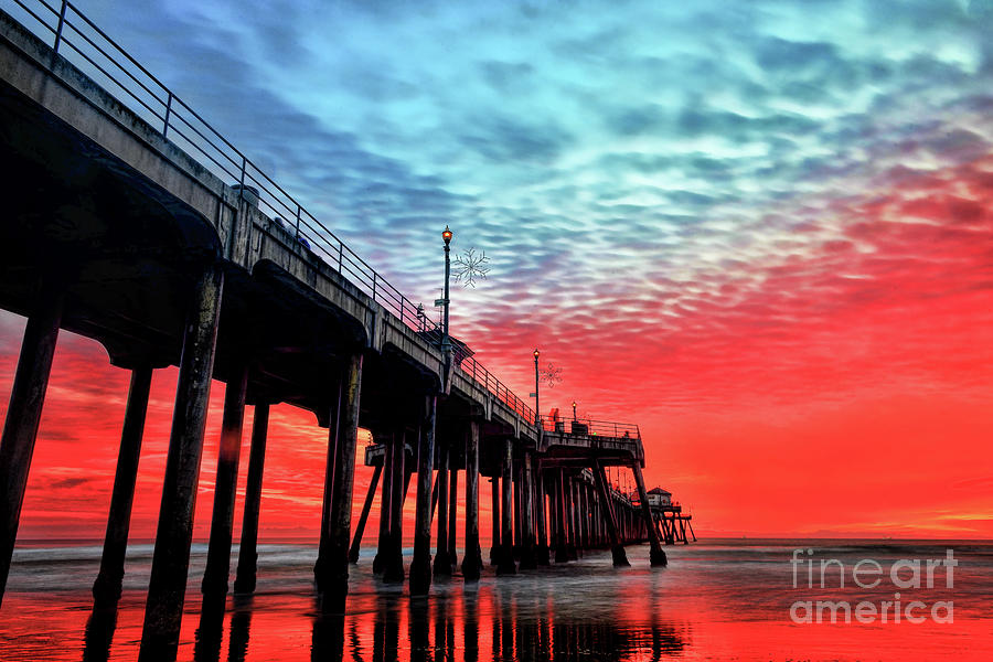 Huntington Beach Pier Sunset Photograph by Peter Dang