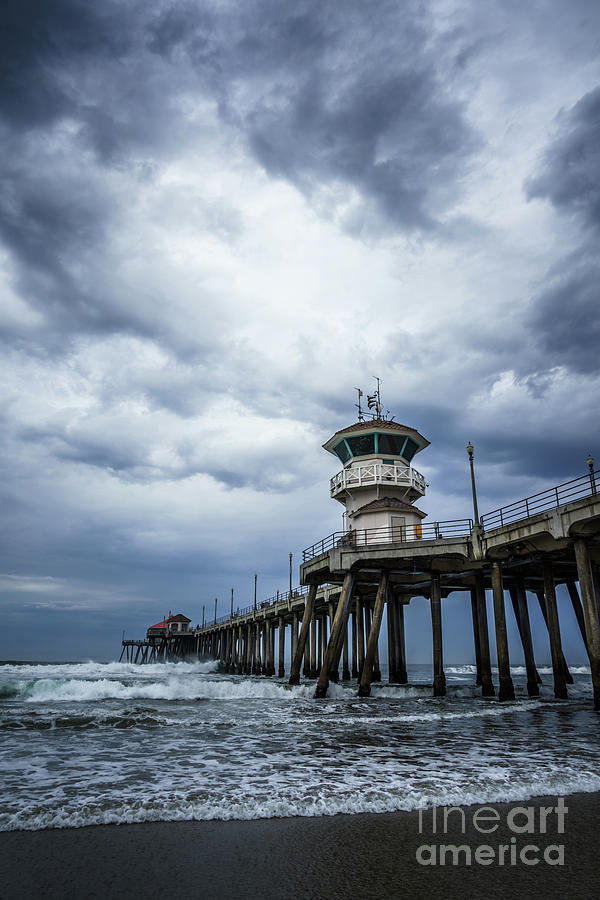 Huntington Beach Pier with Storm Clouds Photograph by Paul Velgos
