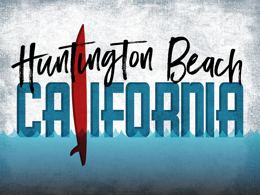 Huntington Beach Digital Art - Huntington Beach Red Surfboard by Flo Karp