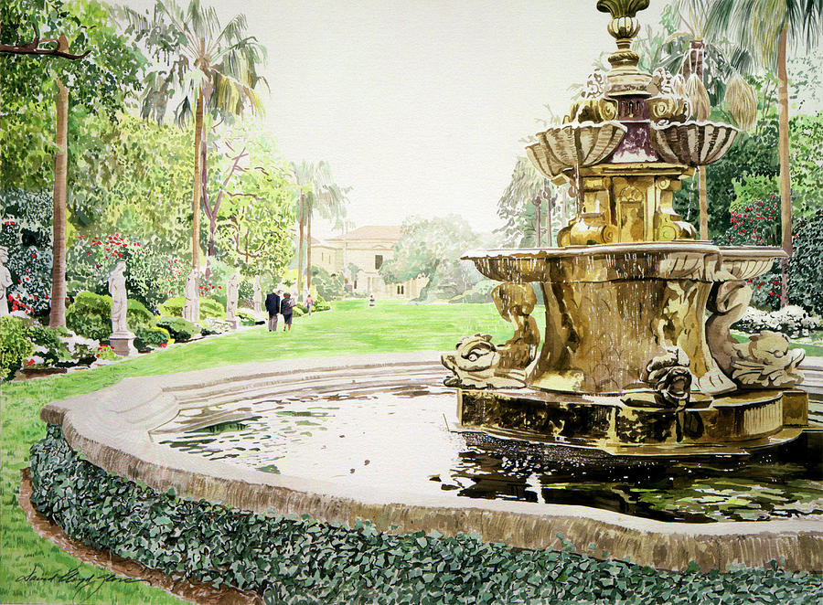 Fountain Painting - Huntington Fountain Morning Mist by David Lloyd Glover