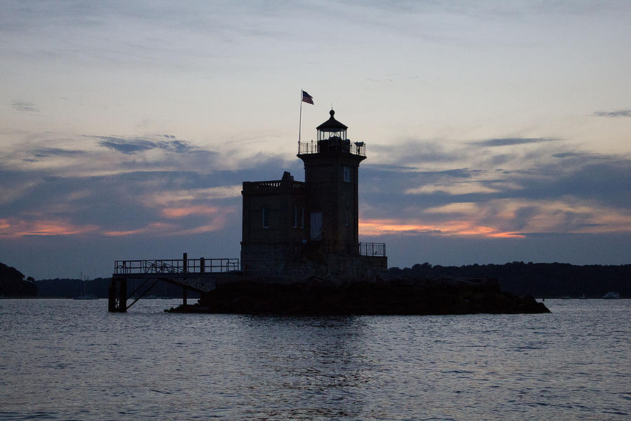 Huntington Lighthouse at sunset Photograph by Susan Jensen