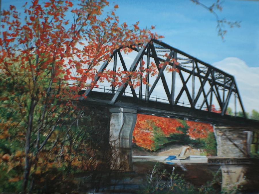 Huntsville Ontario Train Bridge  Painting by Betty-Anne McDonald