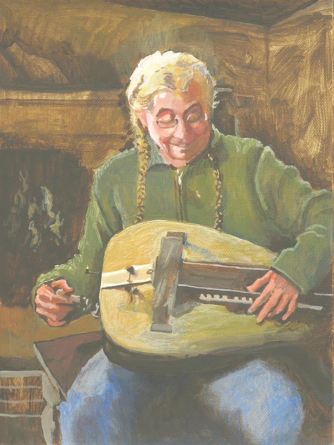 Hurdy Gurdy Player Painting by Robert Bissett