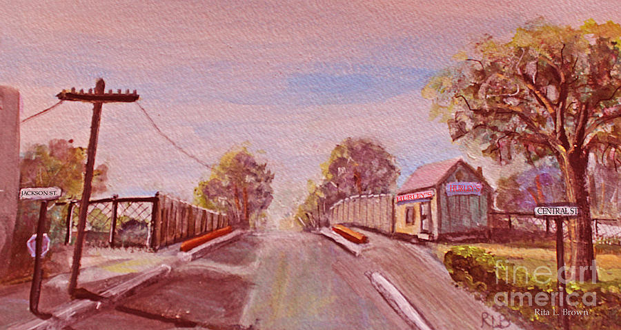 Landscape Painting - Hurleys Store on Jackson St. by Rita Brown