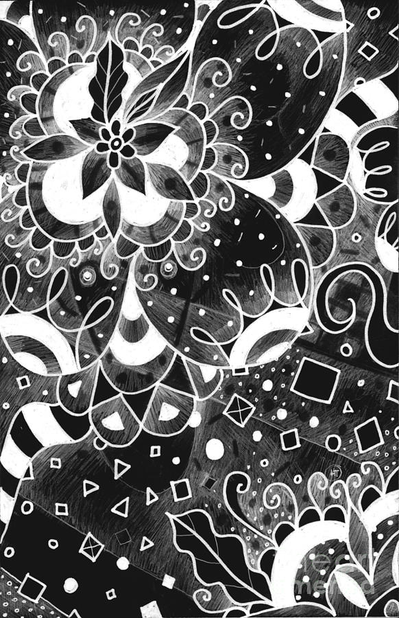 Black And White Digital Art - Hurlyburly 2 by Helena Tiainen