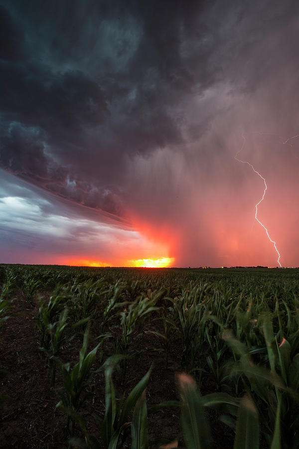 Sunset Photograph - Huron Lightning  by Aaron J Groen