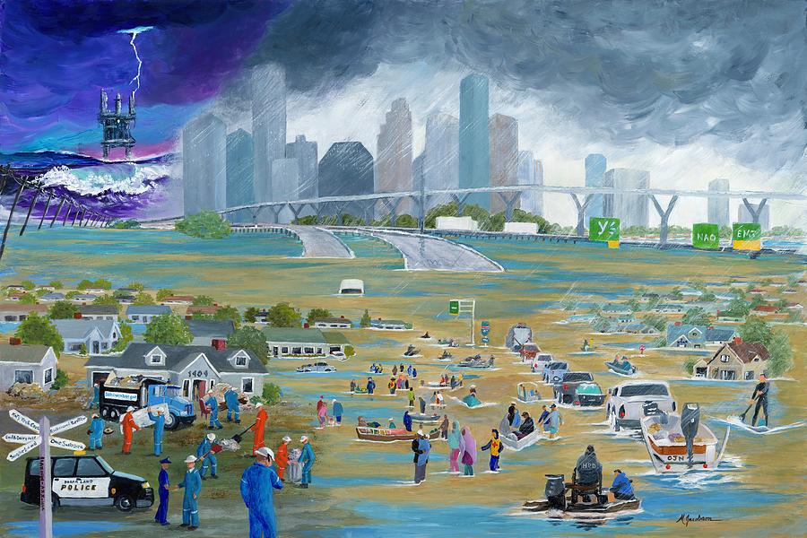 Hurricane Harvey Painting by Marilyn Jacobson