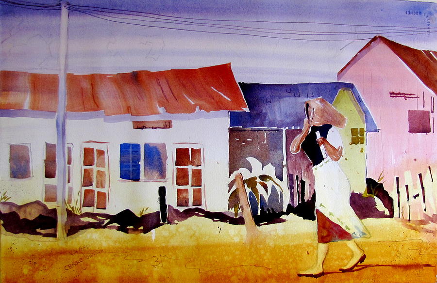 Hurrying in Tanzania Painting by Carole Johnson