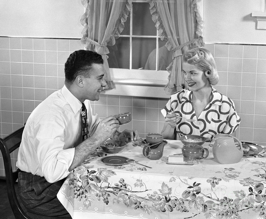 Husband And Wife Eating Breakfast Photograph By H Armstrong Roberts