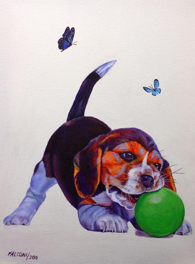 Butterfly Painting - Hush Puppy Playing by Susana Falconi