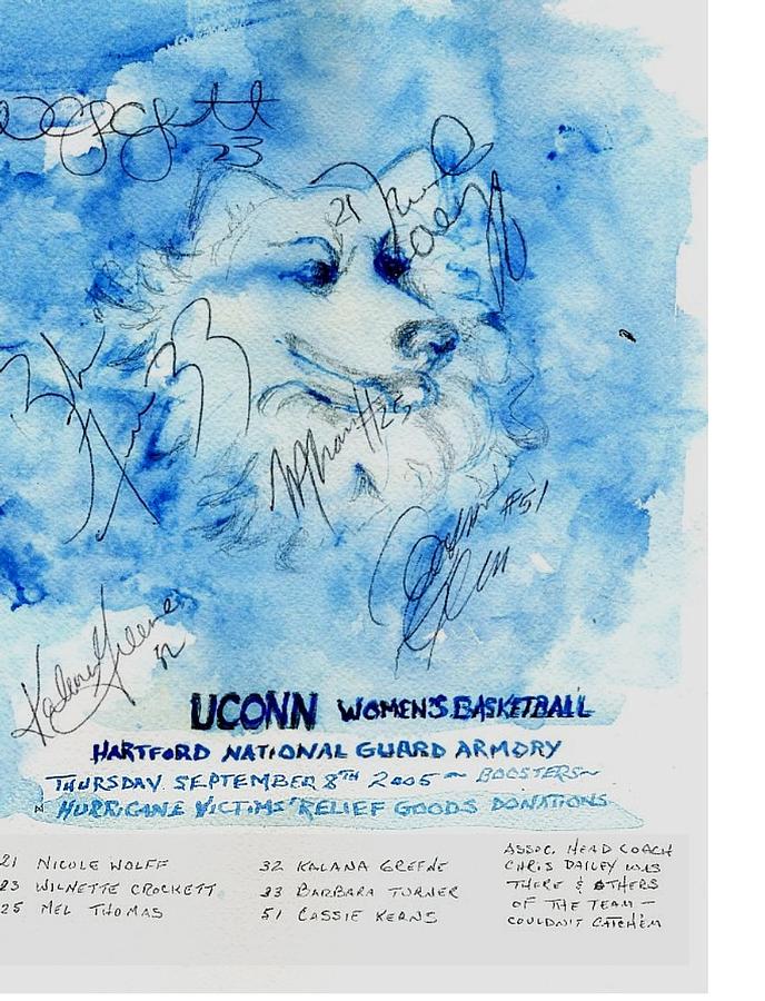 Sports Painting - Huskies team and Mascot-Armory 2005 by Elle Smith Fagan Sports Painting - Huskies team and Mascot-Armory 2005 by Elle Smith Fagan