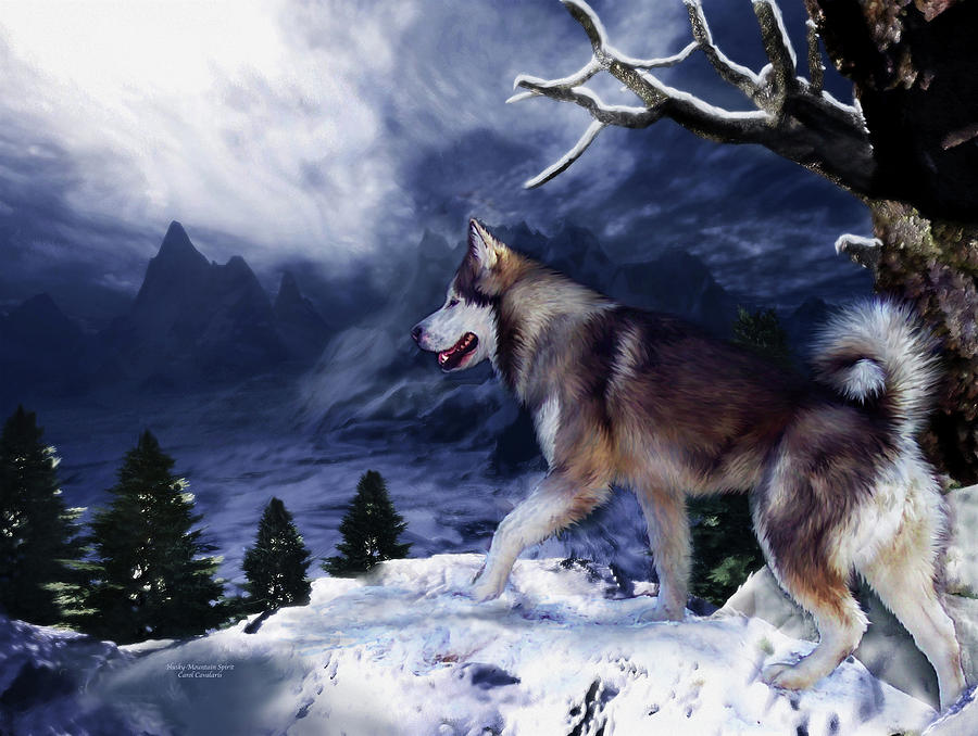 Husky - Mountain Spirit Painting by Carol Cavalaris