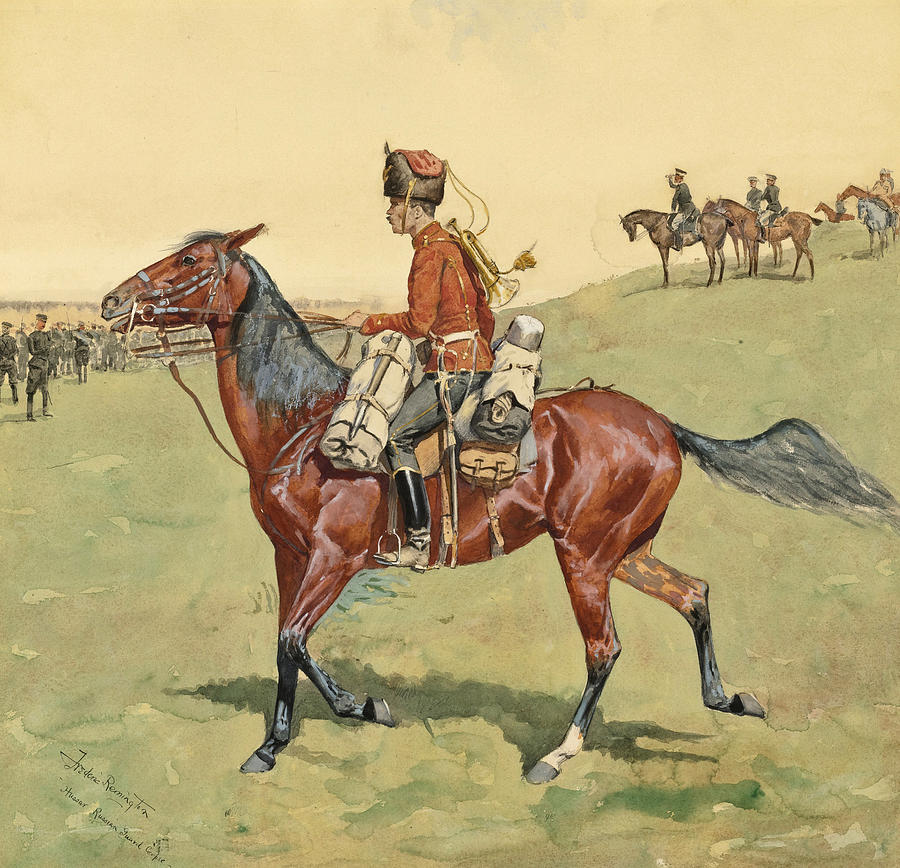 Hussar  Russian Guard Corpse Drawing by Frederic Remington