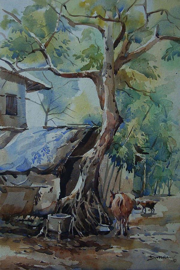 Hut-1 Painting by Suman Sarkar