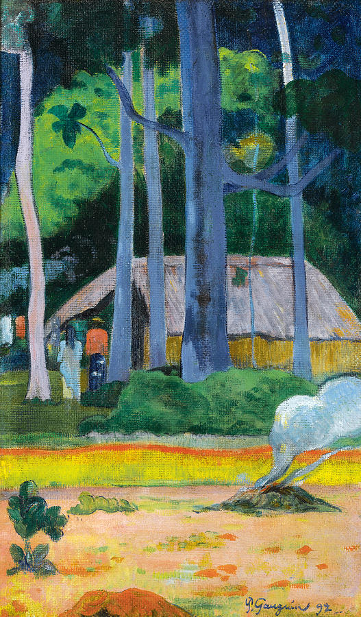 Hut in the Trees Painting by Paul Gauguin