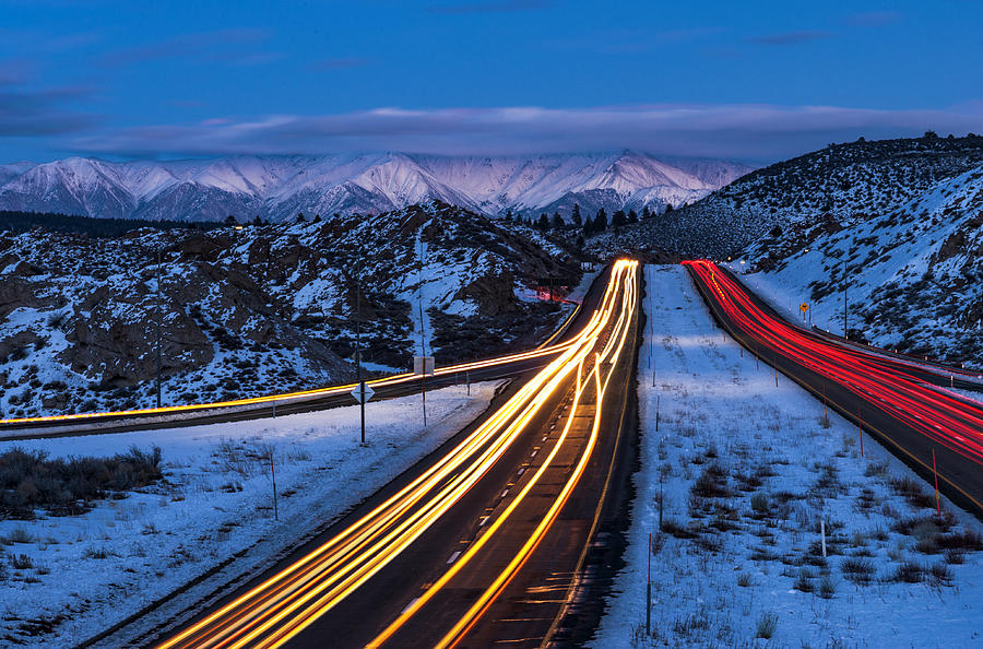 Hwy. 395 At Blue Hour Photograph