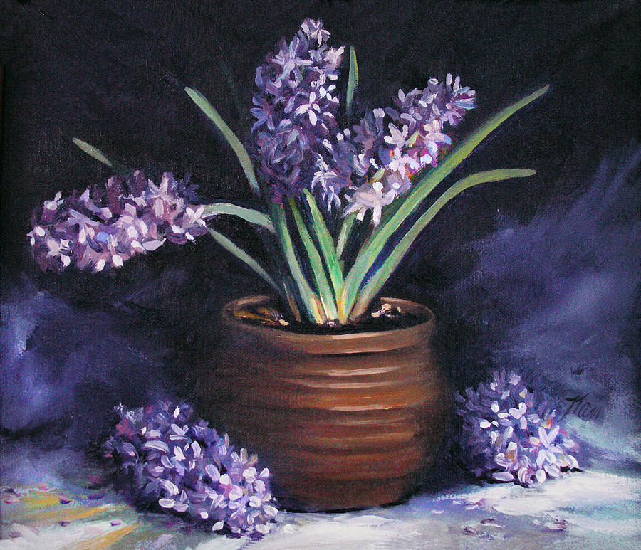 Hyacinths in a Pot Painting by Nancy Griswold
