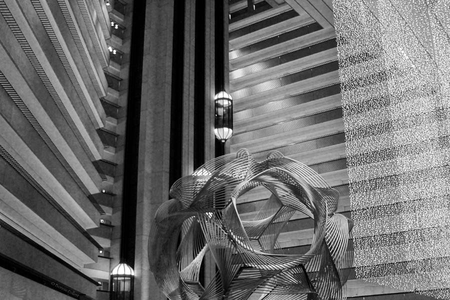 Hyatt Regency SF Atrium BW Photograph by Bonnie Follett