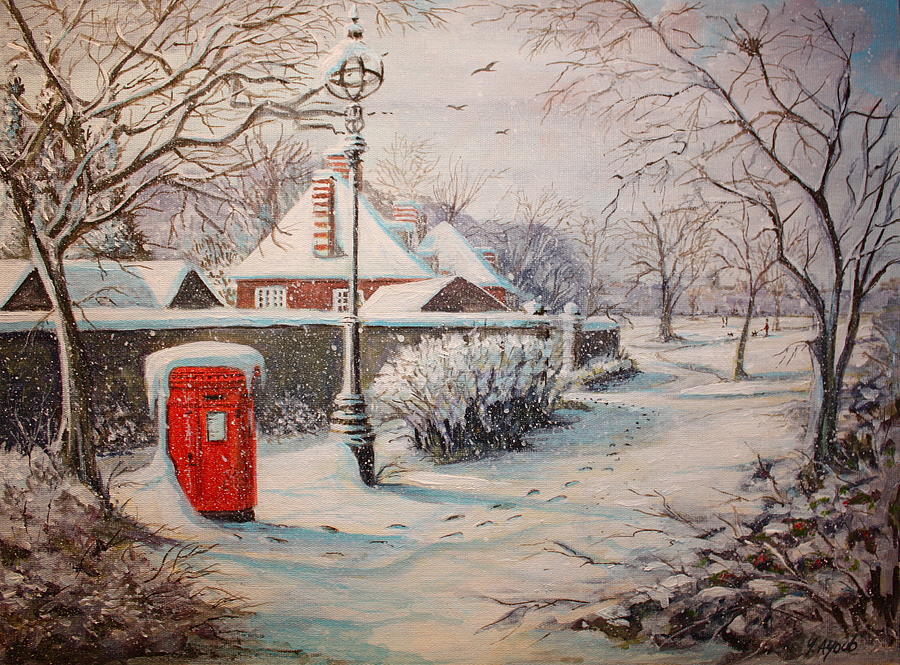 Hyde Park in the Snow Painting by Yvonne Ayoub