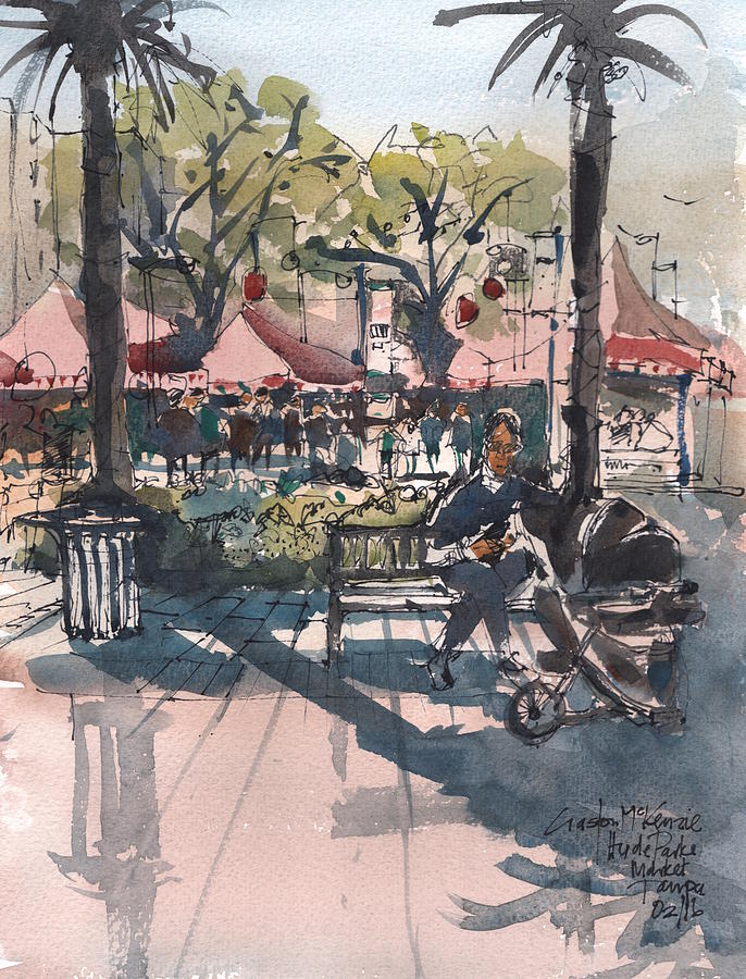 Hyde Parke Sunday Market  2 Tampa Painting by Gaston McKenzie