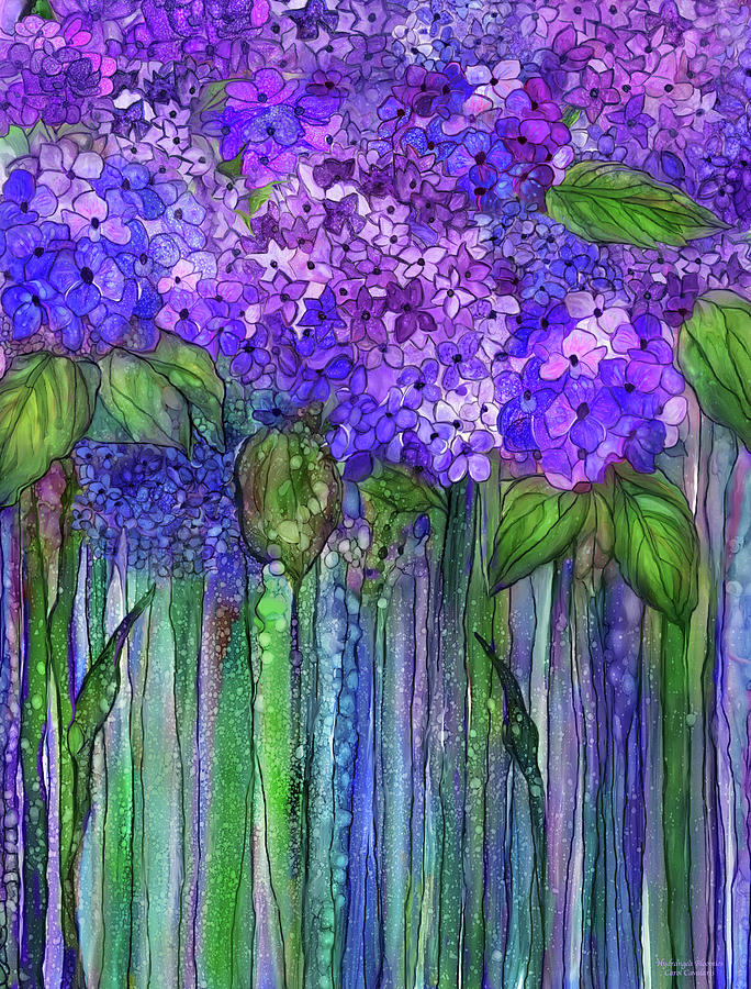 Hydrangea Bloomies 1 - Purple Mixed Media by Carol Cavalaris